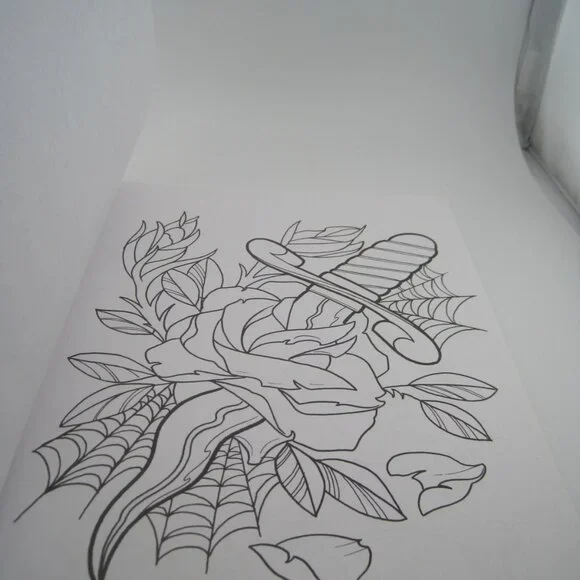 Creative Haven Floral Tattoo Designs Adult Coloring Book by Erik Siuda 31 Pages - Picture 4 of 5